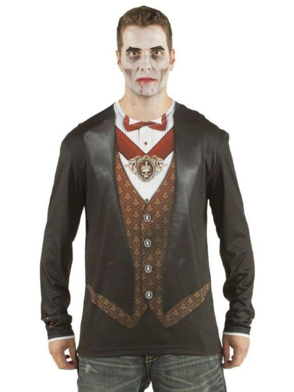 Faux Real Men's Sublimation Vampire Halloween Scary Costume Outfit Size XL